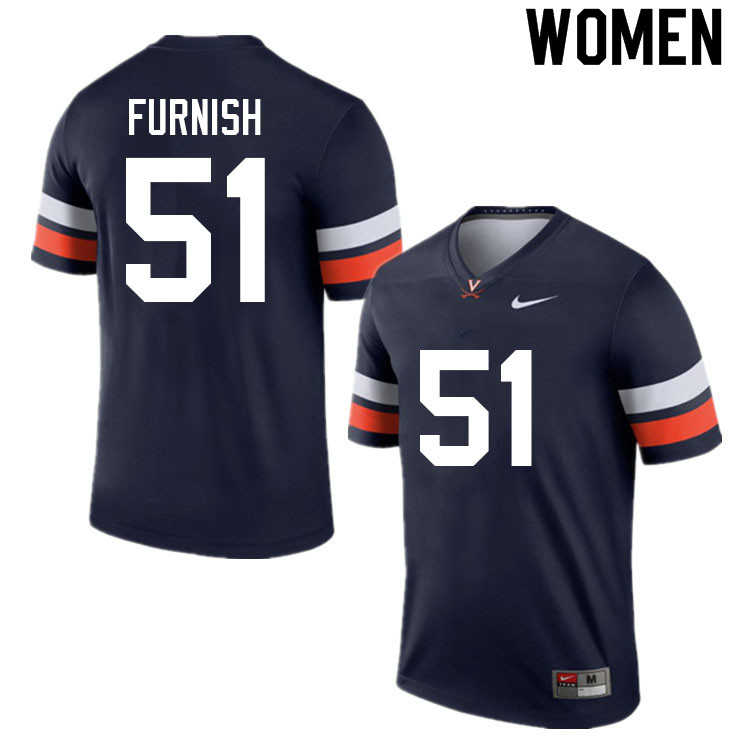 Women #51 Ty Furnish Virginia Cavaliers College Football Jerseys Sale-Navy - Click Image to Close